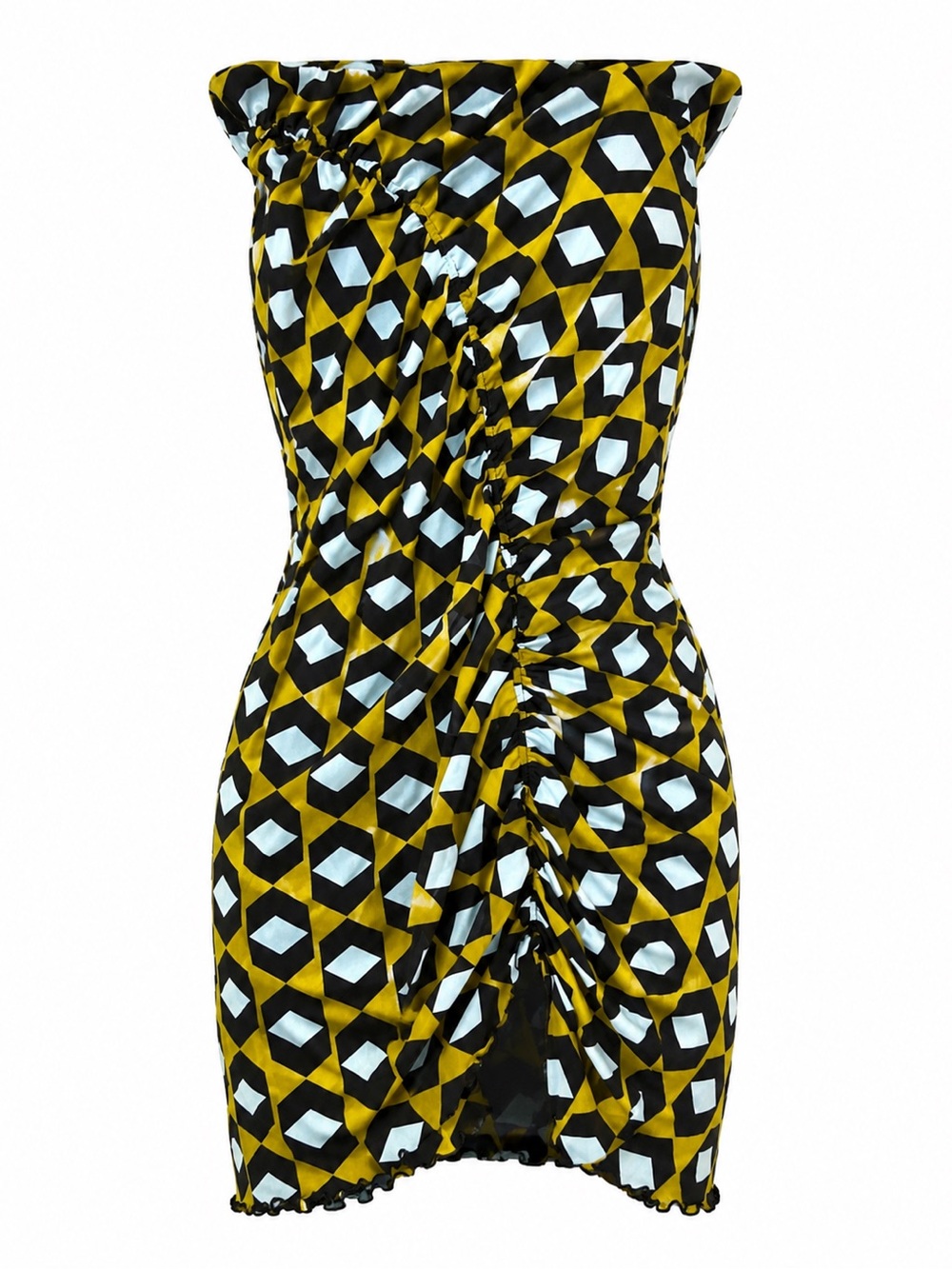 Diane Von Furstenberg Mesh Geometric Print Mini Strapless Dress Size XS